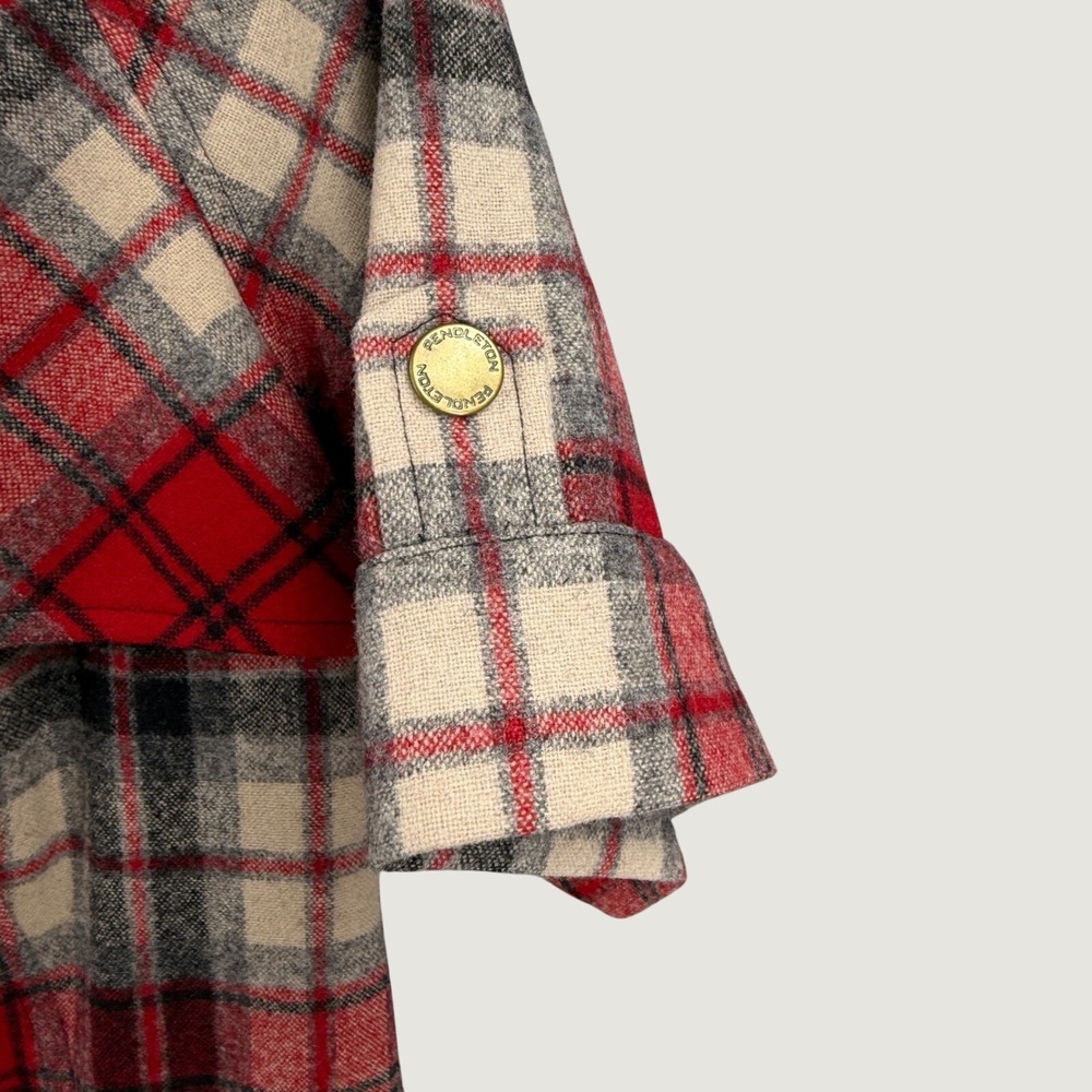 Pendleton Portland Collection Plaid Dress Size Large Red Wool Short Sleeve Shift - Picture 4 of 7
